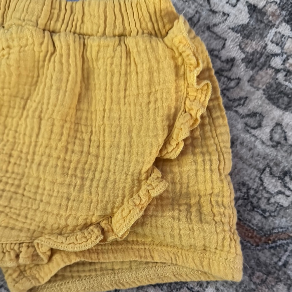 Yellow Ruffle Kids Shorts - Picture 2 of 5